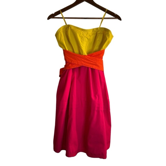 Maeve Anthropologie Parading Hues Color Block Strapless Dress Woman’s Size 8 - Picture 2 of 12